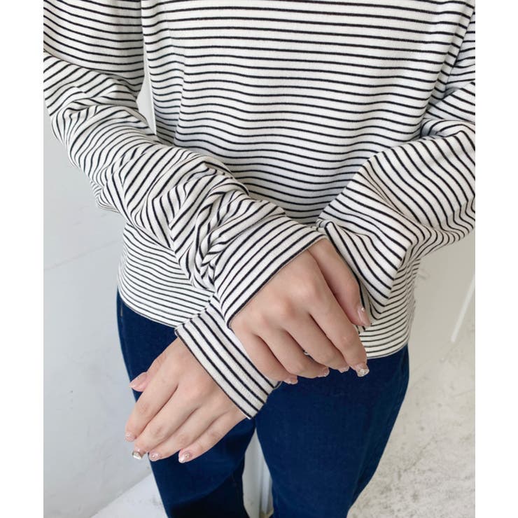 U.S.POLO ASSNワンポイント刺繍袖くしゅくしゅボーダーロンT[品番