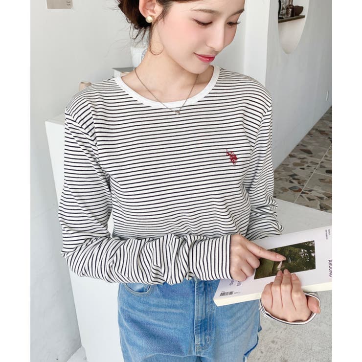 U.S.POLO ASSNワンポイント刺繍袖くしゅくしゅボーダーロンT | moment+ | 詳細画像17 