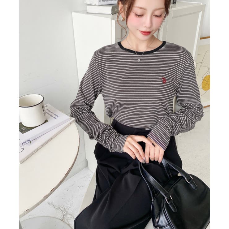 U.S.POLO ASSNワンポイント刺繍袖くしゅくしゅボーダーロンT | moment+ | 詳細画像24 