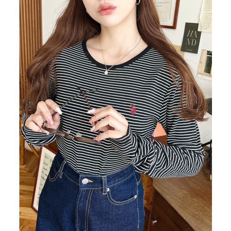 U.S.POLO ASSNワンポイント刺繍袖くしゅくしゅボーダーロンT | moment+ | 詳細画像31 