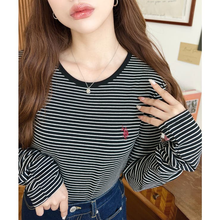 U.S.POLO ASSNワンポイント刺繍袖くしゅくしゅボーダーロンT | moment+ | 詳細画像32 