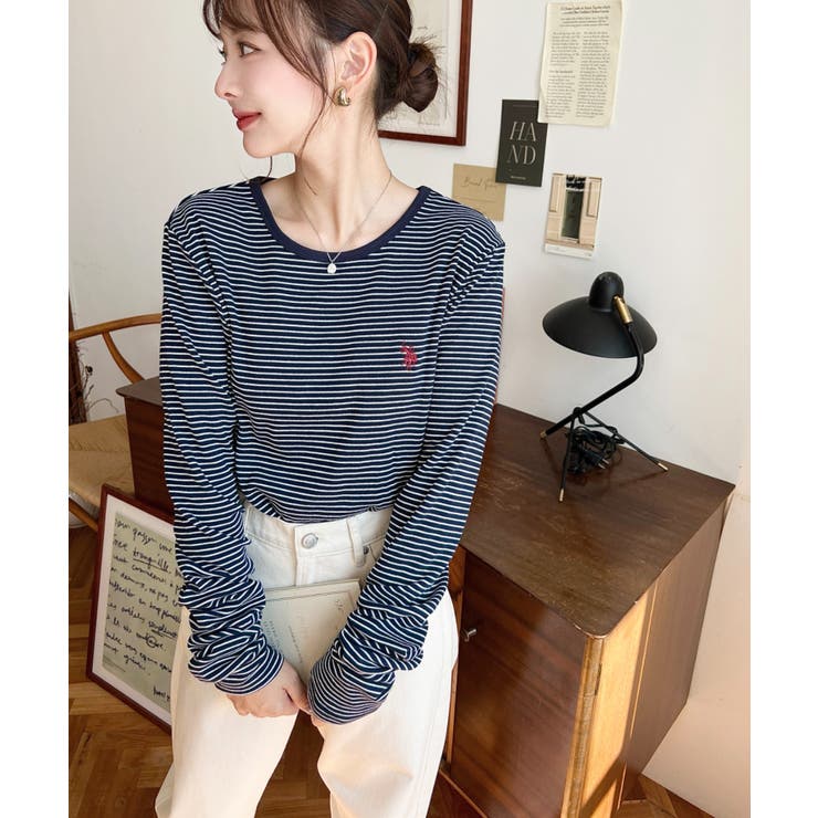 U.S.POLO ASSNワンポイント刺繍袖くしゅくしゅボーダーロンT | moment+ | 詳細画像36 