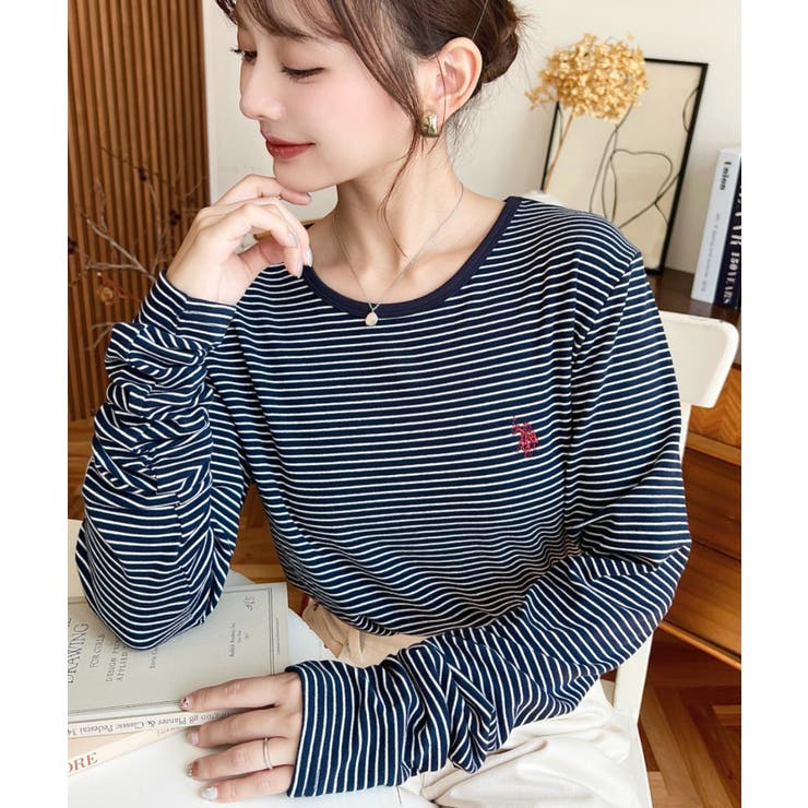 U.S.POLO ASSNワンポイント刺繍袖くしゅくしゅボーダーロンT | moment+ | 詳細画像37 