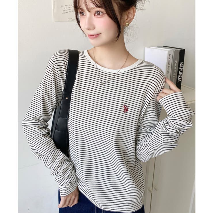 U.S.POLO ASSNワンポイント刺繍袖くしゅくしゅボーダーロンT[品番