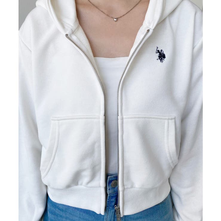 U.S.POLO ASSNワンポイント刺繍ダブルジップショートパーカー[品番