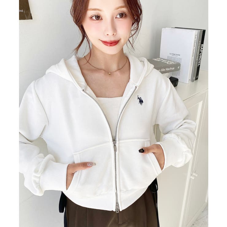 U.S.POLO ASSNワンポイント刺繍ダブルジップショートパーカー | moment+ | 詳細画像16 