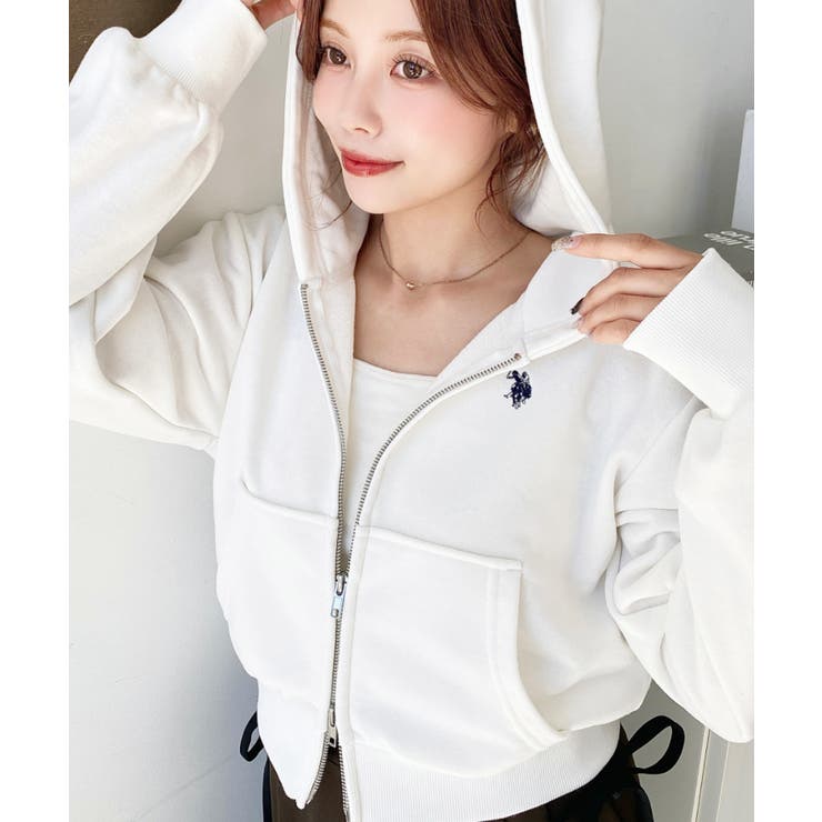 U.S.POLO ASSNワンポイント刺繍ダブルジップショートパーカー | moment+ | 詳細画像18 