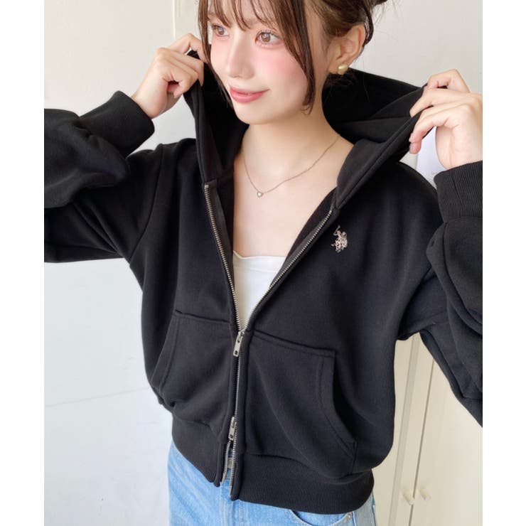 U.S.POLO ASSNワンポイント刺繍ダブルジップショートパーカー | moment+ | 詳細画像20 