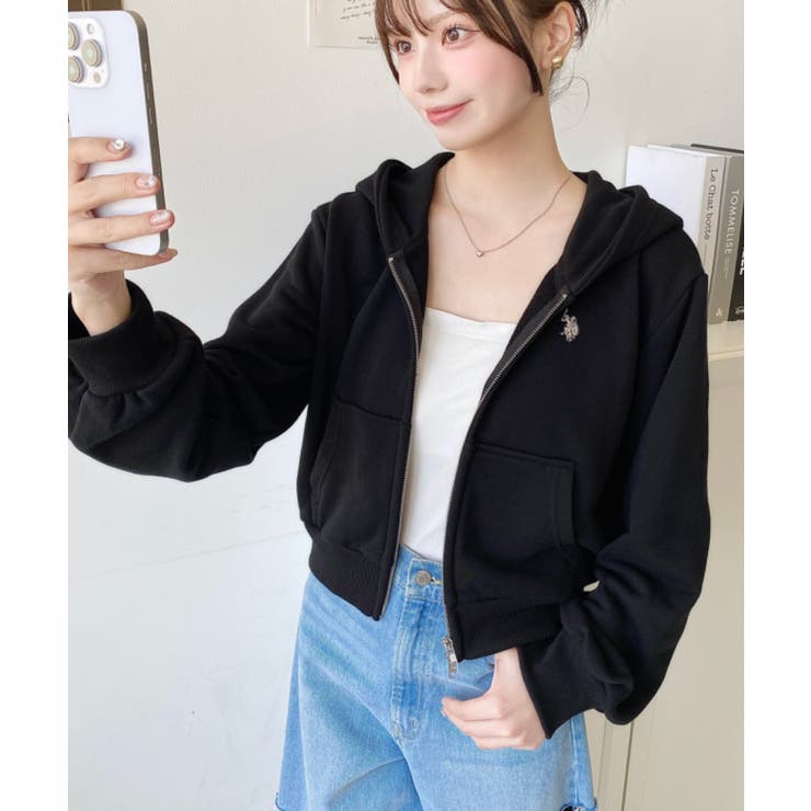 U.S.POLO ASSNワンポイント刺繍ダブルジップショートパーカー | moment+ | 詳細画像23 