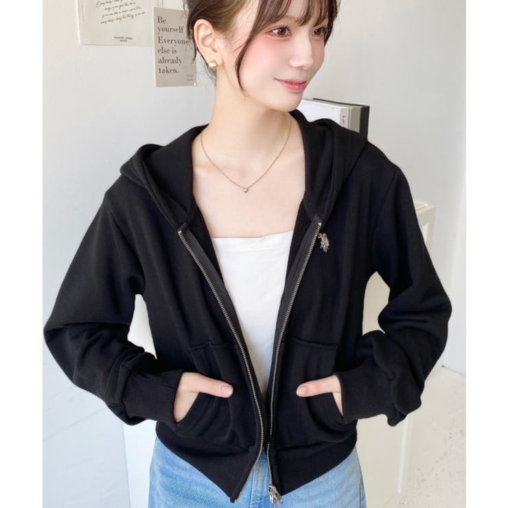 U.S.POLO ASSNワンポイント刺繍ダブルジップショートパーカー | moment+ | 詳細画像24 