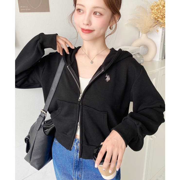 U.S.POLO ASSNワンポイント刺繍ダブルジップショートパーカー | moment+ | 詳細画像26 