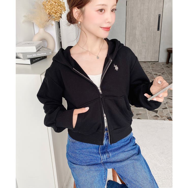 U.S.POLO ASSNワンポイント刺繍ダブルジップショートパーカー | moment+ | 詳細画像27 