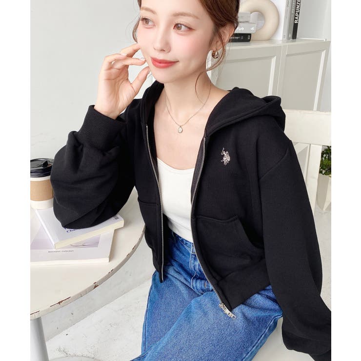 U.S.POLO ASSNワンポイント刺繍ダブルジップショートパーカー | moment+ | 詳細画像29 