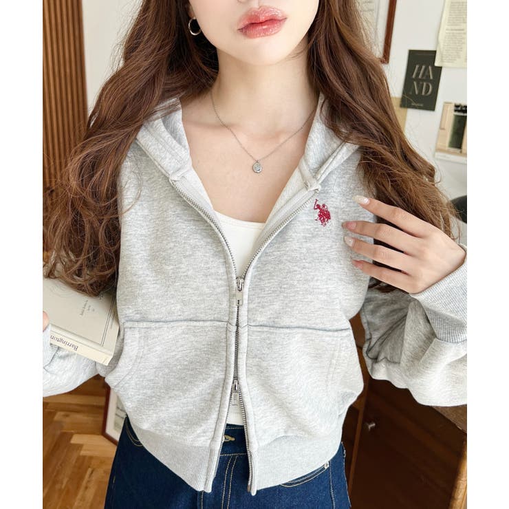 U.S.POLO ASSNワンポイント刺繍ダブルジップショートパーカー | moment+ | 詳細画像30 