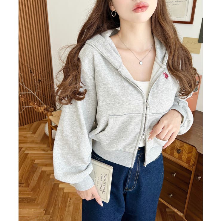 U.S.POLO ASSNワンポイント刺繍ダブルジップショートパーカー | moment+ | 詳細画像31 