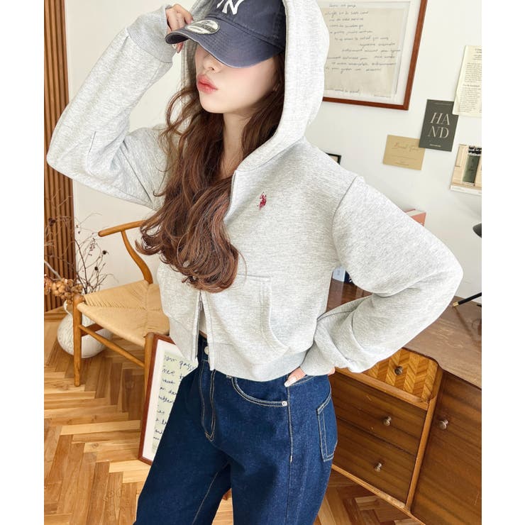 U.S.POLO ASSNワンポイント刺繍ダブルジップショートパーカー | moment+ | 詳細画像32 