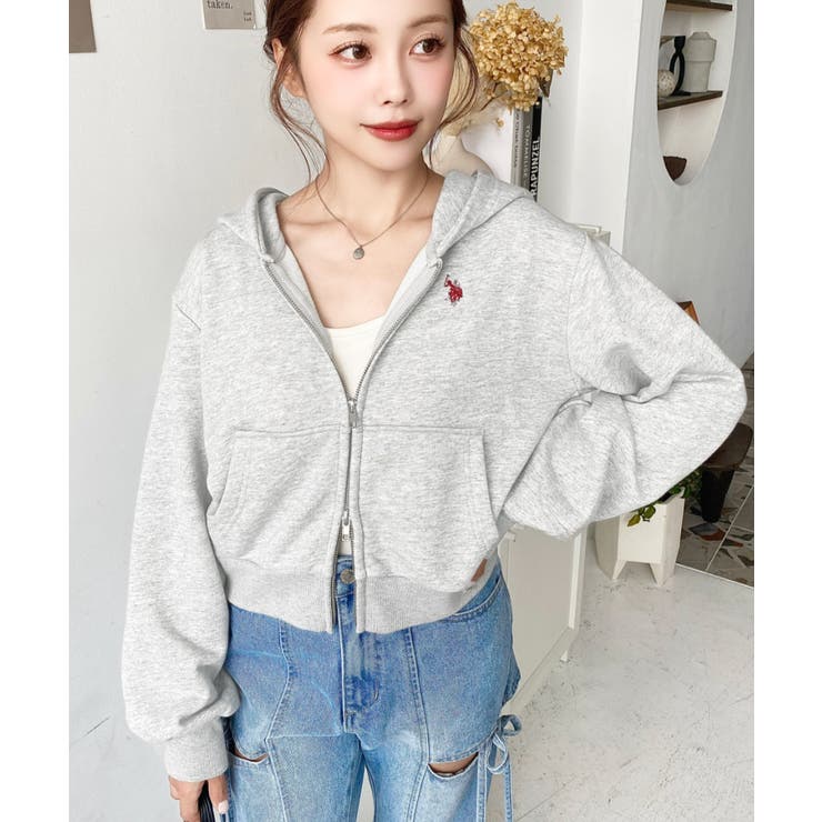 U.S.POLO ASSNワンポイント刺繍ダブルジップショートパーカー | moment+ | 詳細画像35 