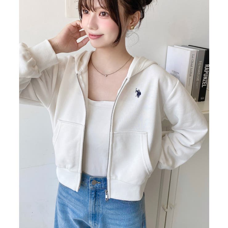 U.S.POLO ASSNワンポイント刺繍ダブルジップショートパーカー | moment+ | 詳細画像6 