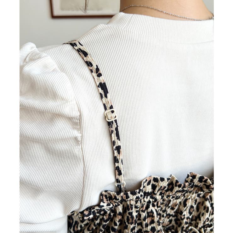 レオパード柄ビスチェセット長袖リブカットソートップス | moment+ | 詳細画像12 