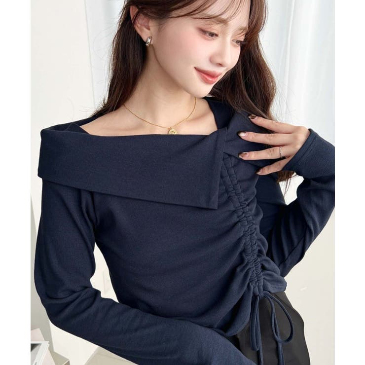 アシメカラードロスト長袖リブカットソートップス | moment+ | 詳細画像15 