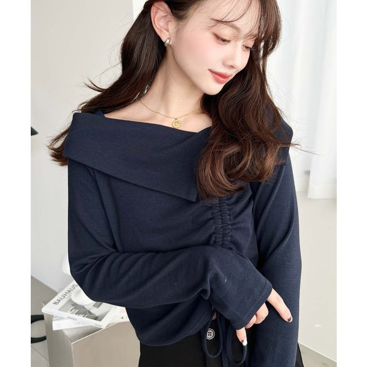 アシメカラードロスト長袖リブカットソートップス | moment+ | 詳細画像16 