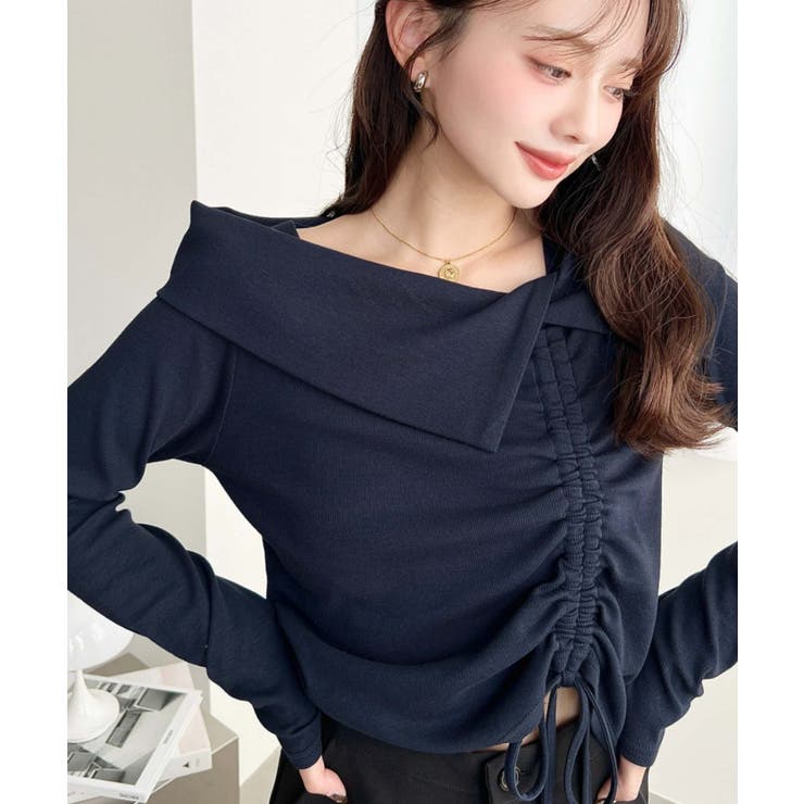 アシメカラードロスト長袖リブカットソートップス | moment+ | 詳細画像18 