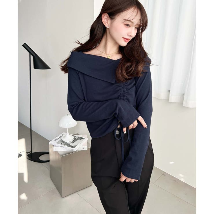 アシメカラードロスト長袖リブカットソートップス | moment+ | 詳細画像19 