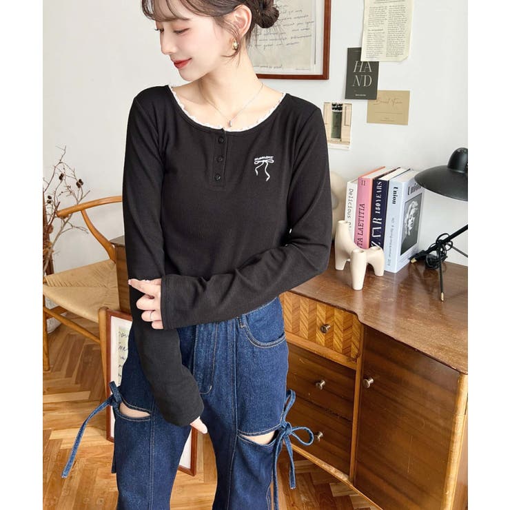 ローエ ROHE ヘンリーネックリブカットソー 長袖 36 アイボリー /ES POLO RALPH LAUREN（ポロ・ラルフローレン） tシャツ コットン
