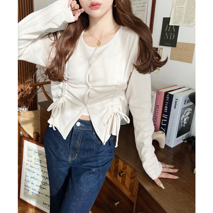 フロントドロストリブカットソーカーディガン | moment+ | 詳細画像4 