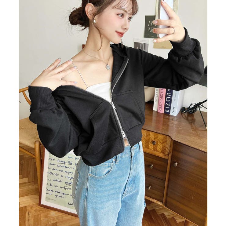 ダブルジップショートパーカー | moment+ | 詳細画像8 