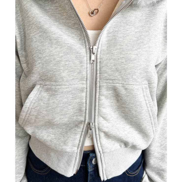 ファーフードダブルジップショートパーカー | moment+ | 詳細画像20 