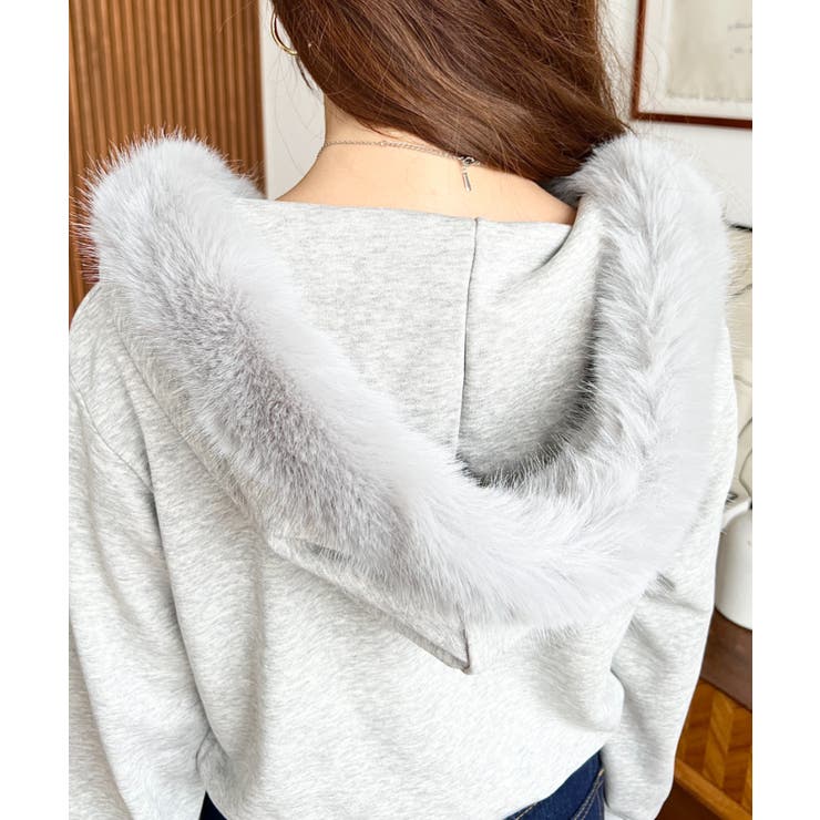 ファーフードダブルジップショートパーカー | moment+ | 詳細画像22 