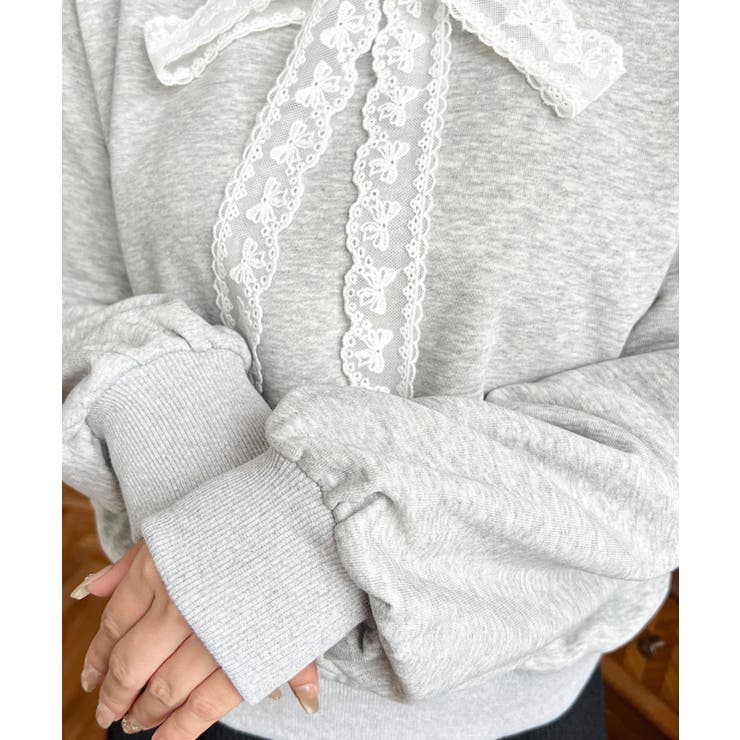 レースリボンショートフーディー | moment+ | 詳細画像19 