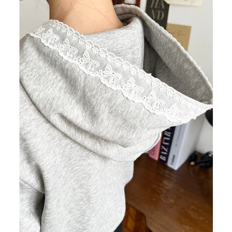 レースリボンショートフーディー | moment+ | 詳細画像20 