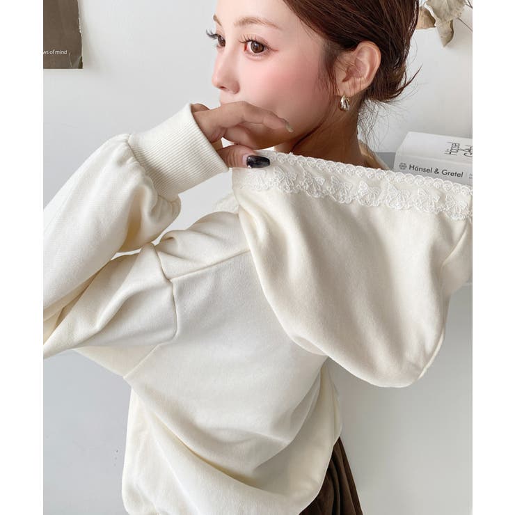 レースリボンショートフーディー | moment+ | 詳細画像4 