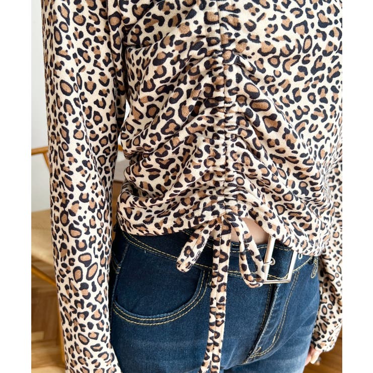 レオパードプリントアシンメトリードロストトップス | moment+ | 詳細画像14 