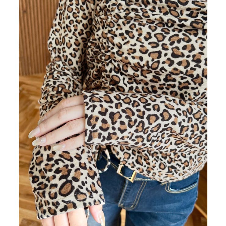 レオパードプリントアシンメトリードロストトップス | moment+ | 詳細画像15 