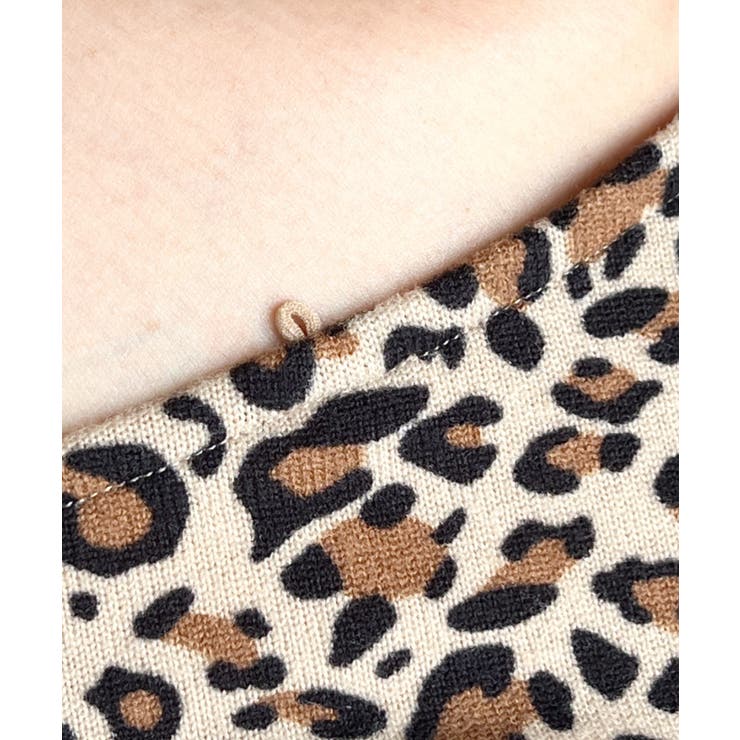 レオパードプリントストラップチョーカーネックワンショルダー長袖プルオーバー | moment+ | 詳細画像12 