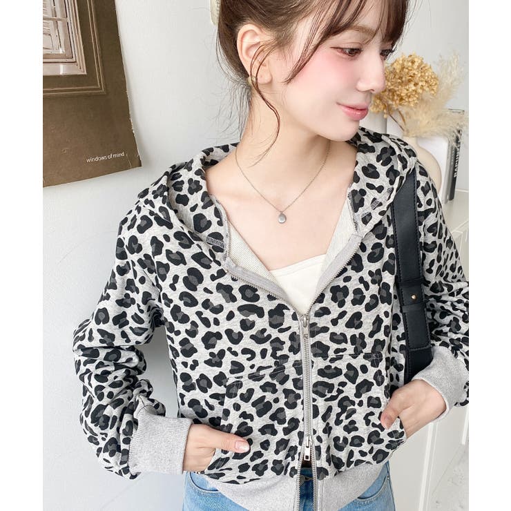 ダブルジップレオパードショートパーカー | moment+ | 詳細画像11 