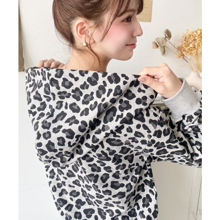 ダブルジップレオパードショートパーカー | moment+ | 詳細画像14 