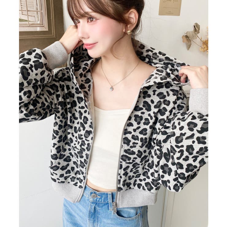 ダブルジップレオパードショートパーカー | moment+ | 詳細画像15 