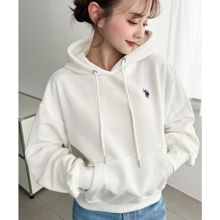 U.S.POLO ASSN.ワンポイント刺繍ショート丈パーカー | moment+ | 詳細画像3 