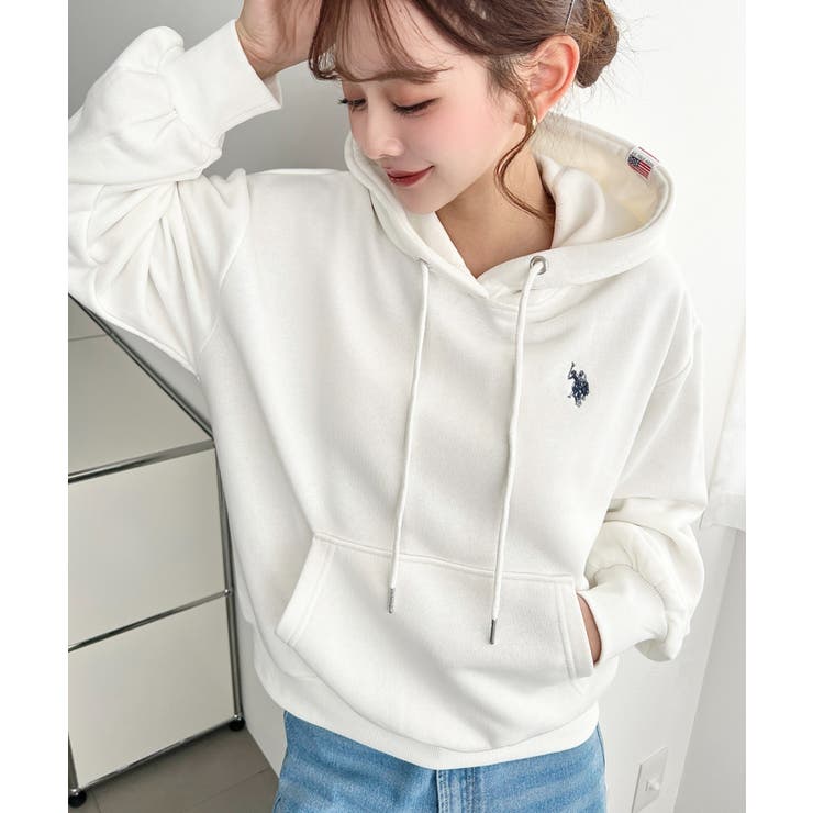 U.S.POLO ASSN.ワンポイント刺繍ショート丈パーカー | moment+ | 詳細画像4 