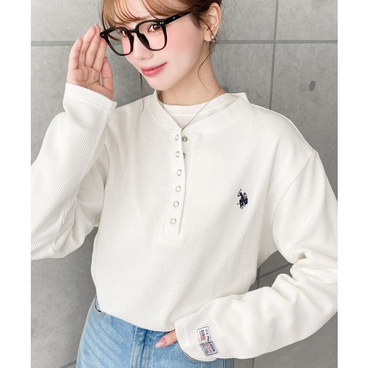 U.S.POLO ASSNワンポイント刺繍ワッフルヘンリーネックプルオーバー | moment+ | 詳細画像14 