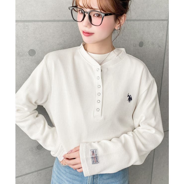 U.S.POLO ASSNワンポイント刺繍ワッフルヘンリーネックプルオーバー | moment+ | 詳細画像15 