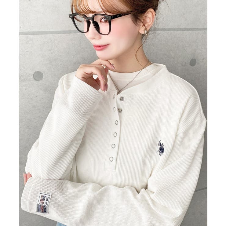 U.S.POLO ASSNワンポイント刺繍ワッフルヘンリーネックプルオーバー | moment+ | 詳細画像16 