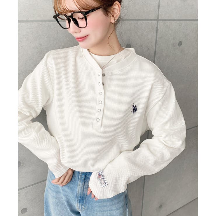 U.S.POLO ASSNワンポイント刺繍ワッフルヘンリーネックプルオーバー | moment+ | 詳細画像17 