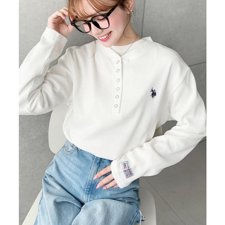 U.S.POLO ASSNワンポイント刺繍ワッフルヘンリーネックプルオーバー | moment+ | 詳細画像18 