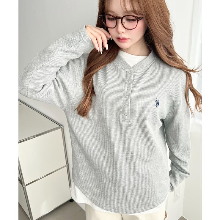 U.S.POLO ASSNワンポイント刺繍ワッフルヘンリーネックプルオーバー | moment+ | 詳細画像24 