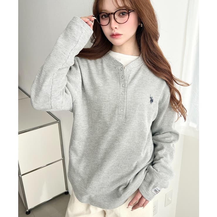 U.S.POLO ASSNワンポイント刺繍ワッフルヘンリーネックプルオーバー | moment+ | 詳細画像25 